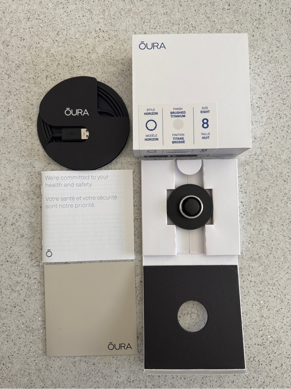 Oura Horizon Brushed Titanium Ring Size 8 - Matte Silver - Picture 3 of 8